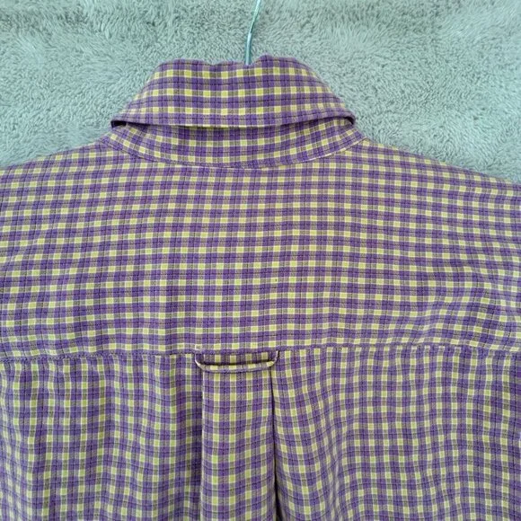 Bugatchi Uomo Long sleeve Purple Yellow Checked Button Up Bright Stripes Large - Picture 10 of 10